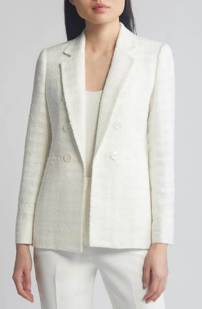 Anne Klein Eyelash Tweed Blazer Bright White at Nordstrom,