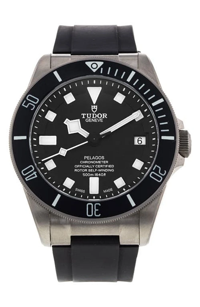 Watchfinder & Co. Tudor Preowned 2019 Pelagos Automatic Rubber Strap Watch, 42mm in Black at Nordstrom