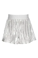 Truly Me Kids' Pleated Metallic Shorts Silver at Nordstrom,