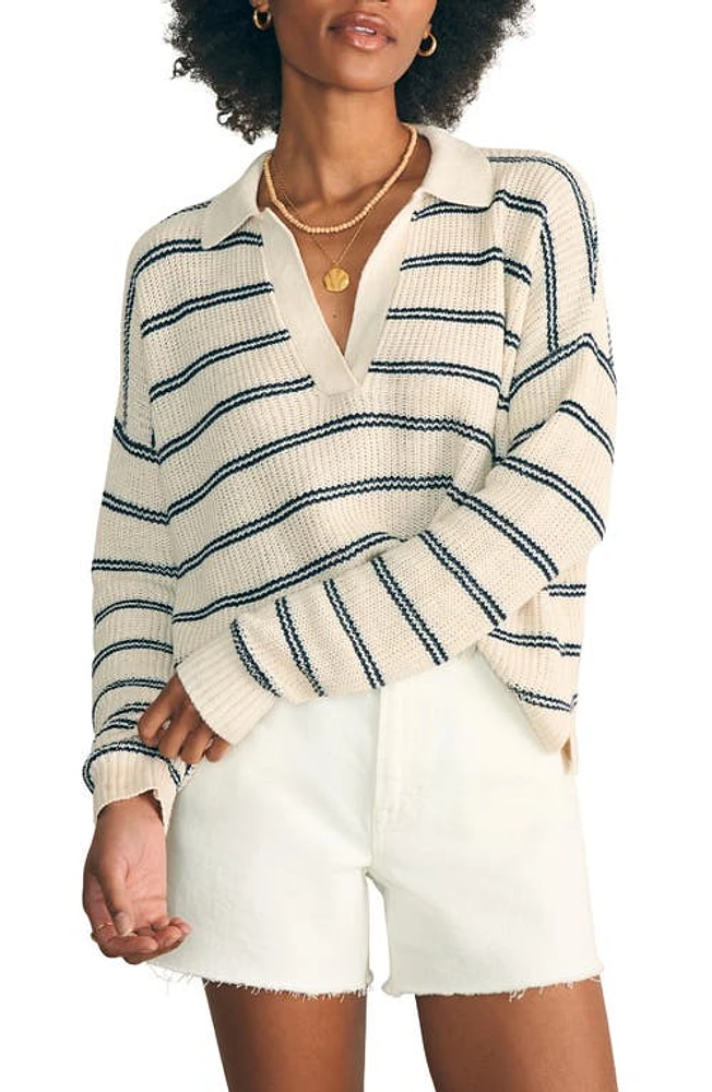 Faherty Miramar Linen & Organic Cotton Polo Sweater Natural Mystic at Nordstrom,