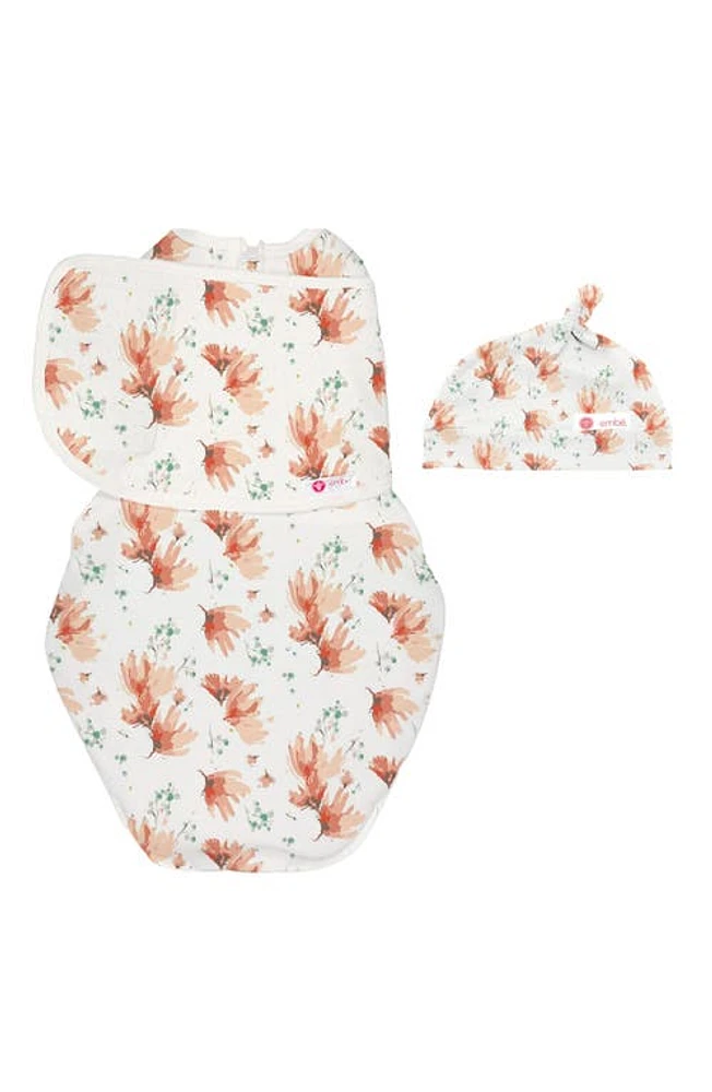 embé Starter 2-Way Swaddle & Hat Set in Light Pink Floral at Nordstrom, Size 0-3 M