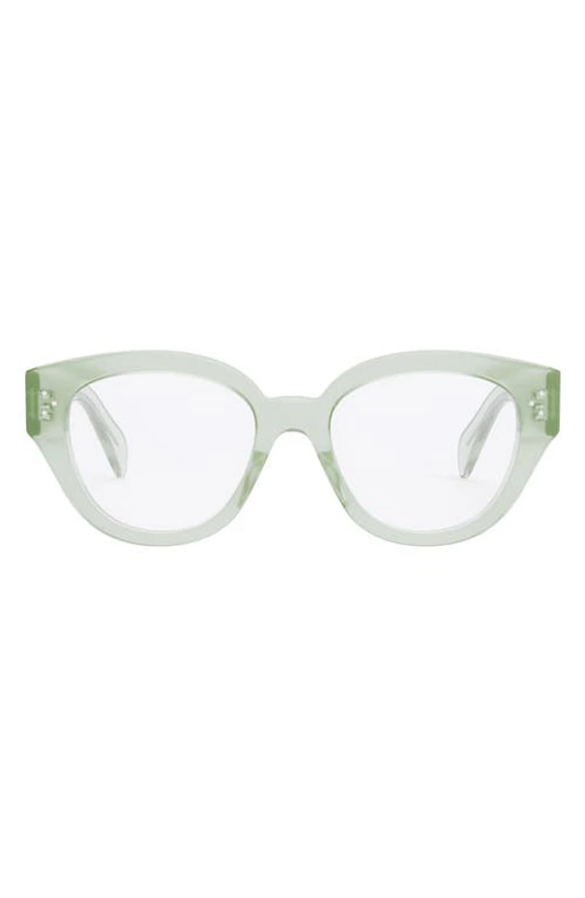 CELINE 51mm Bold Optical Glasses in Shiny Light Green at Nordstrom