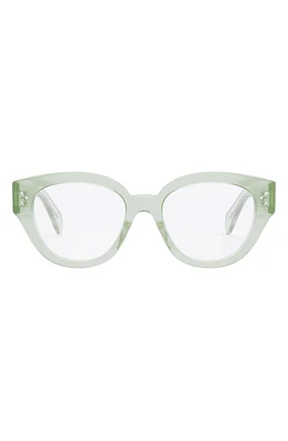 CELINE 51mm Bold Optical Glasses in Shiny Light Green at Nordstrom