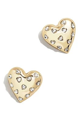 BaubleBar Crystal Heart Stud Earrings in Clear/gold at Nordstrom