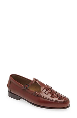 HEREU Maqueda Woven T-Strap Loafer in Russet at Nordstrom, Size 7.5Us