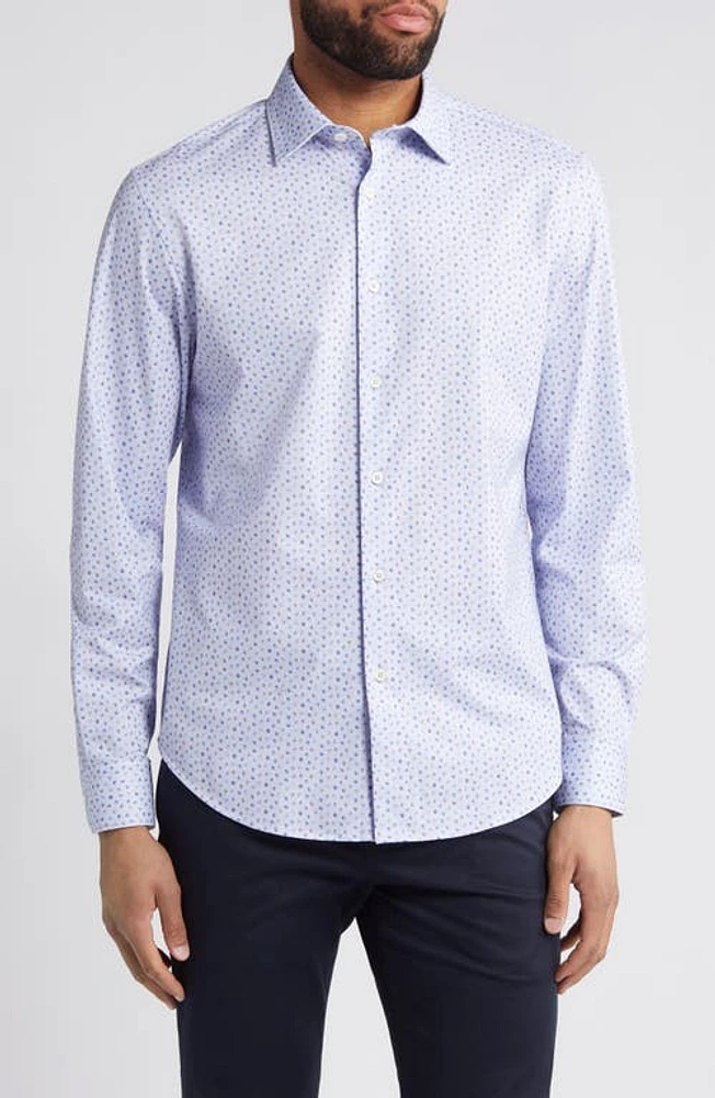 Bugatchi James OoohCotton Scatter Print Button-Up Shirt Lavender at Nordstrom,