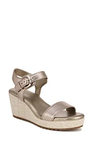 Naturalizer Stella Ankle Strap Platform Wedge Sandal in Warm Silver Leather at Nordstrom, Size 9