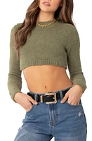 EDIKTED Blaire Supersoft Crop Sweater Green at Nordstrom,