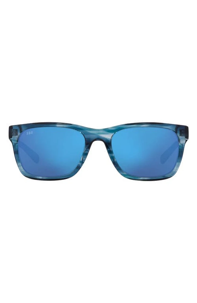 Costa Del Mar Tybee 55mm Mirrored Polarized Rectangle Sunglasses in Blue Mirror at Nordstrom