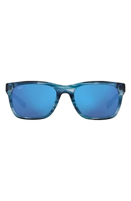 Costa Del Mar Tybee 55mm Mirrored Polarized Rectangle Sunglasses in Blue Mirror at Nordstrom