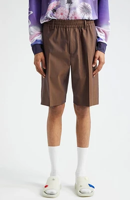 burberry Stripe Elastic Waist Wool Herringbone Shorts Barrel at Nordstrom,