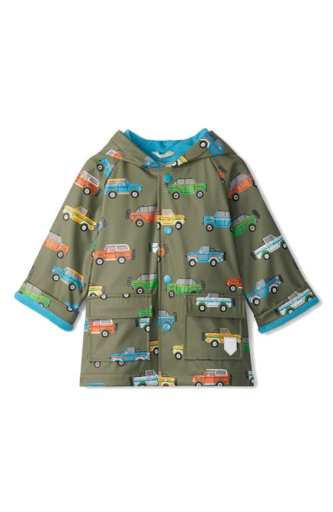 Hatley Off Roading Waterproof Hooded Raincoat Green at Nordstrom,