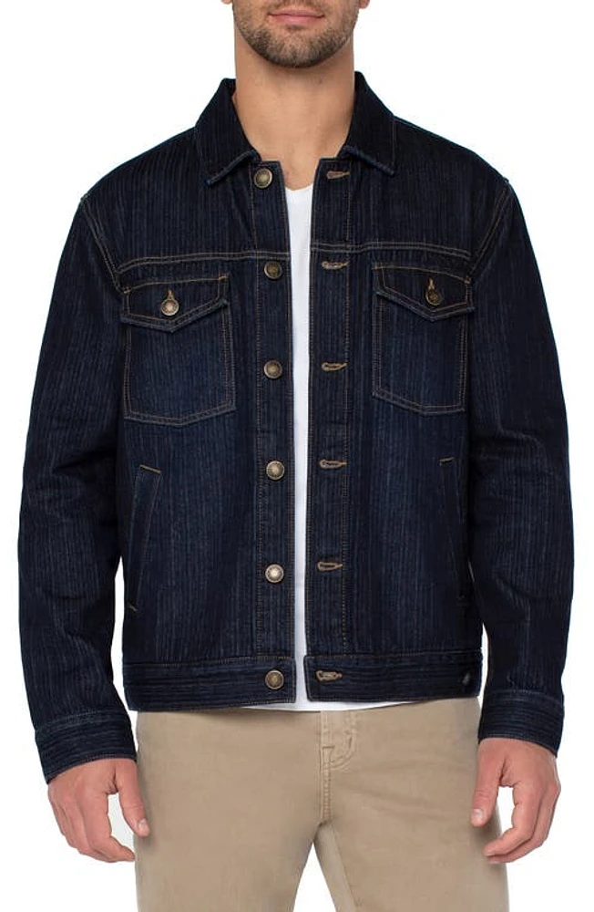 Liverpool Los Angeles Herringbone Denim Trucker Jacket Vintage Indigo at Nordstrom,