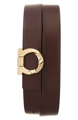 FERRAGAMO Gancio Leather Belt Dark Barolo Nero at Nordstrom, Eu