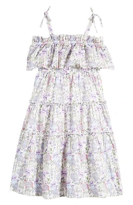 bcbg Kids' Strap Dress White/Purple Multi at Nordstrom,