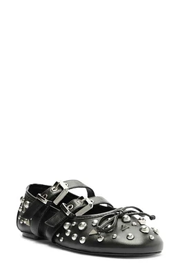 Schutz Sarita Stud Mary Jane Flat Black at Nordstrom,