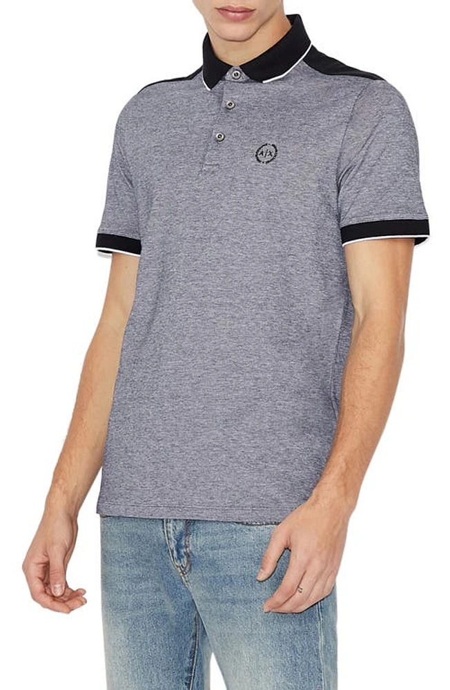 Armani Exchange Heathered Piqué Polo Navy at Nordstrom,