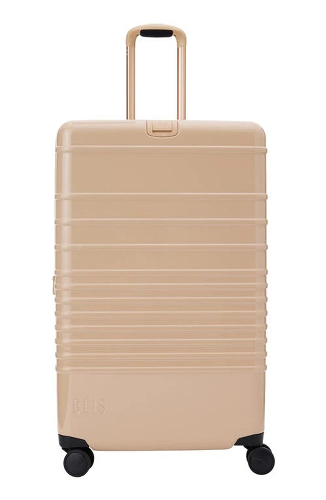 Béis The 29-Inch Check-In Roller in Beige Glossy at Nordstrom