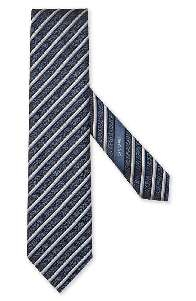 ZEGNA TIES Cento Fili Stripe Silk Tie in Teal at Nordstrom