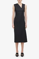 Alexander McQueen Pinstripe Asymmetric Wool Midi Dress Grey at Nordstrom, Us