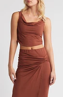 SOMETHING NEW Mila Waterfall Crop Tank Top Cherry Mahogany at Nordstrom,