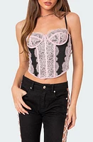 EDIKTED Enchant Lace Corset Crop Top Black at Nordstrom,