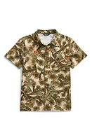 The North Face Kids' Amphibious Print Short Sleeve Button-Up Shirt Utility Brown Tnf Cactus Camo at