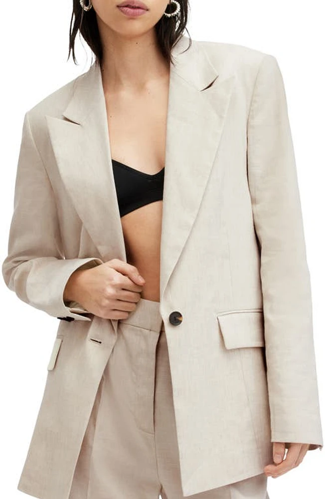 AllSaints Whitney One-Button Blazer Neutral Beige at Nordstrom, Us