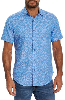 Robert Graham Highland Jacquard Short Sleeve Button-Up Shirt at Nordstrom,