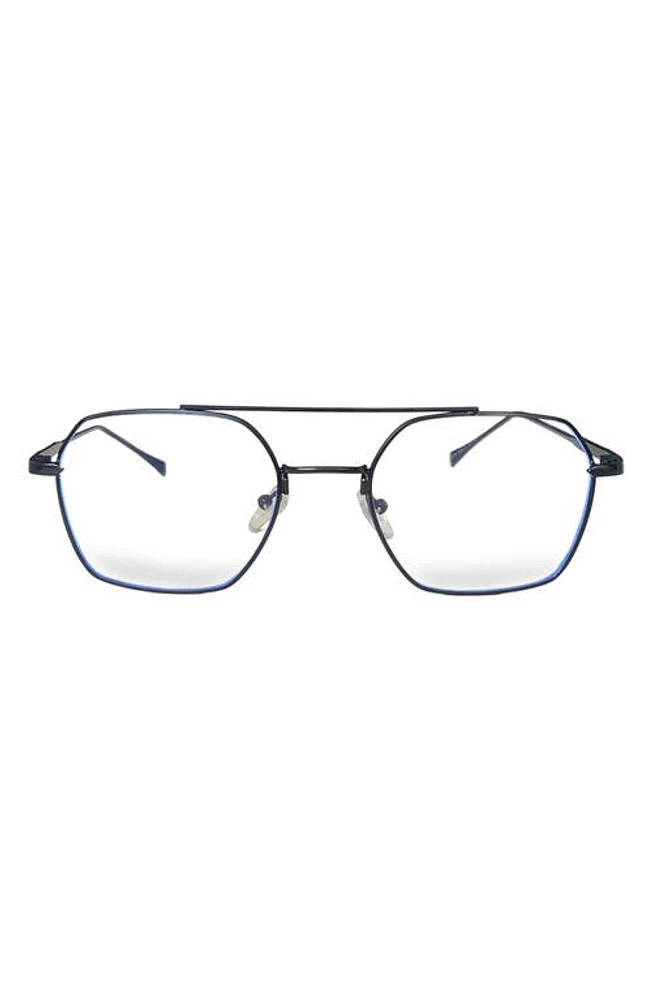 Fifth & Ninth Loki 51mm Geometric Blue Light Blocking Glasses in Black/Clear at Nordstrom