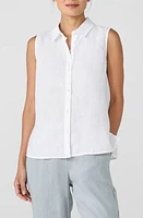 Eileen Fisher Classic Sleeveless Organic Linen Button-Up Shirt at Nordstrom,