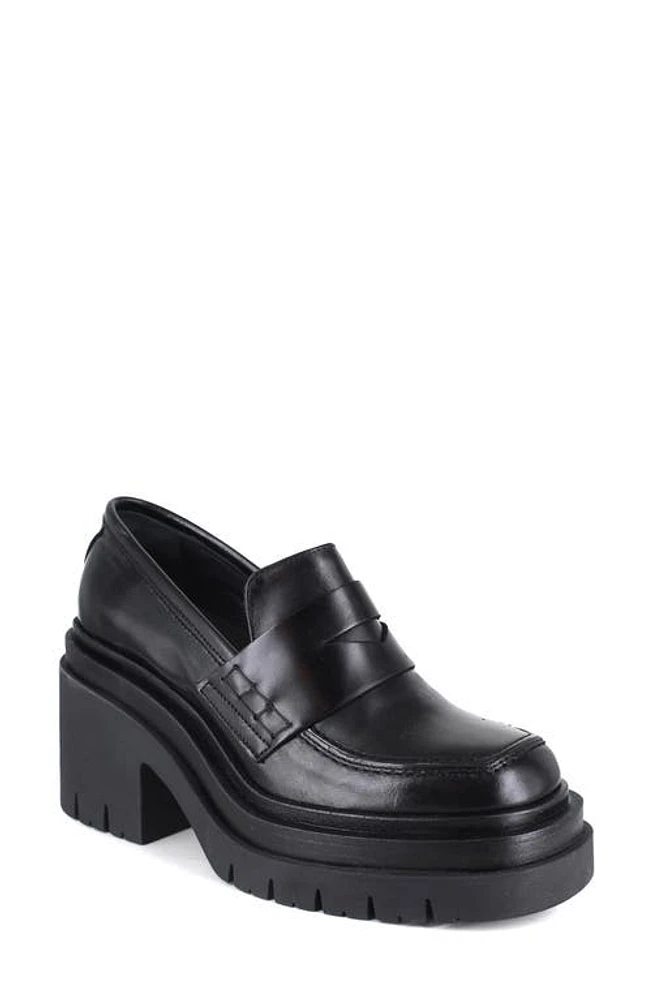 ZIGI Bertha Platform Penny Loafer Black Leather at Nordstrom,