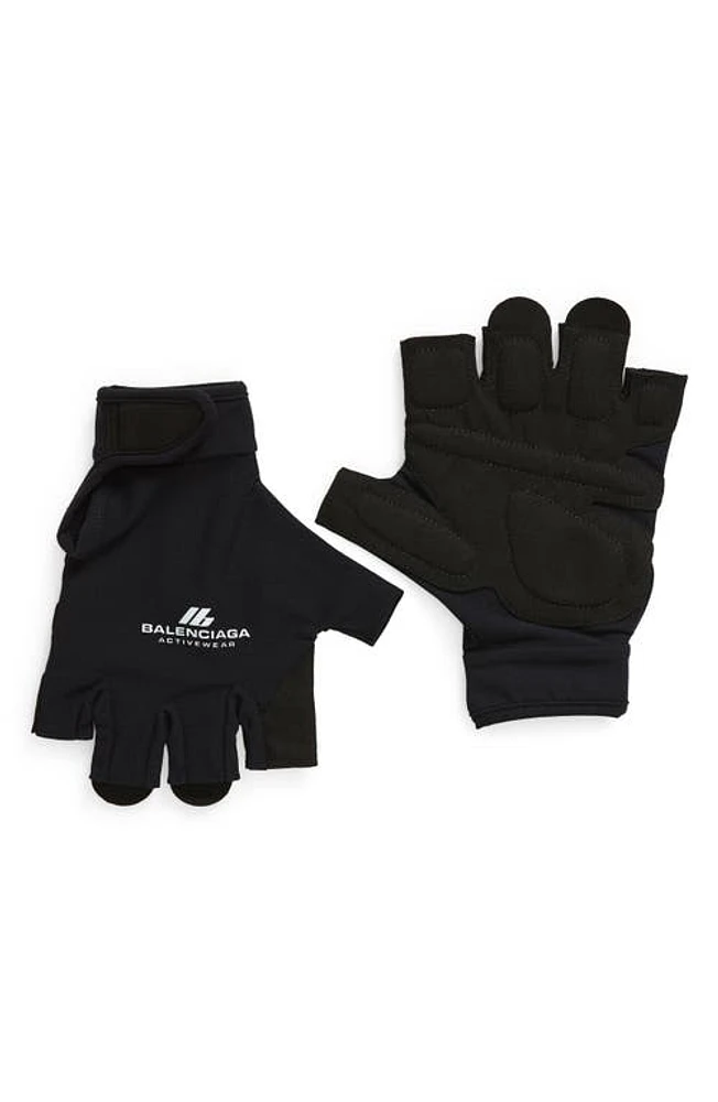 Balenciaga Activewear Fingerless Gloves 1081 Black/Reflective at Nordstrom,