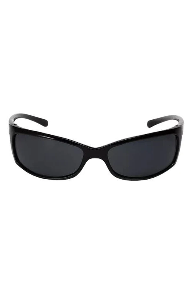 Fifth & Ninth Rocket 67mm Polarized Wraparound Sunglasses in Black/Black at Nordstrom