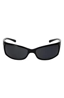 Fifth & Ninth Rocket 67mm Polarized Wraparound Sunglasses in Black/Black at Nordstrom