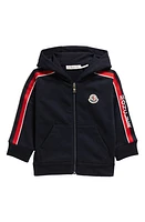 Moncler Kids' Front Zip Stretch Cotton Hoodie in Navy at Nordstrom, Size 3Y