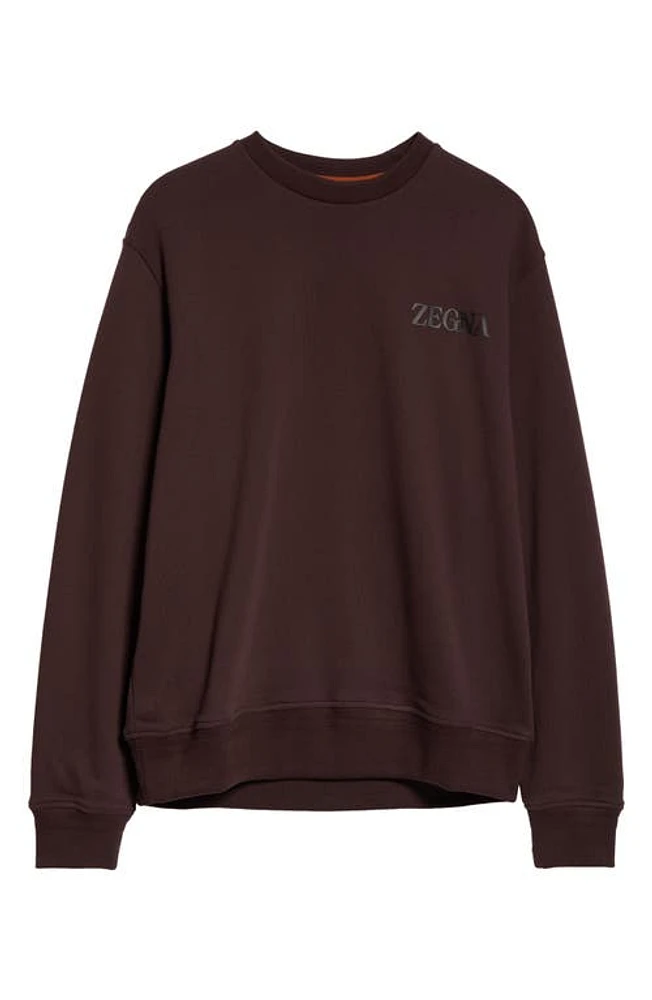 ZEGNA Soft Touch Cotton French Terry Sweatshirt Plum at Nordstrom,