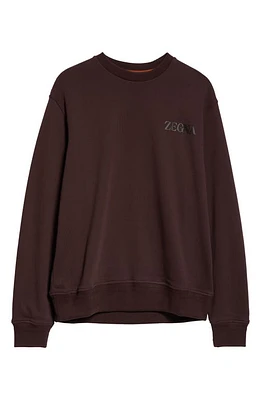 ZEGNA Soft Touch Cotton French Terry Sweatshirt Plum at Nordstrom,