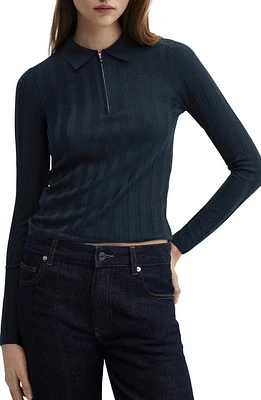 MANGO Flat Rib Quarter Zip Sweater at Nordstrom,