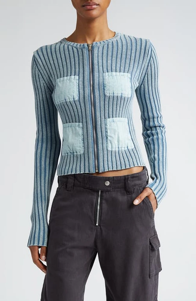 Acne Studios Koncrete Gummy Pocket Cardigan Dusty Blue at Nordstrom,