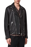 AllSaints Milo Leather Biker Jacket Black at Nordstrom,