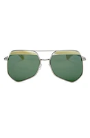 Grey Ant Hexcelled 59mm Aviator Sunglasses in Silver/Green at Nordstrom