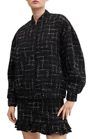 MANGO Tweed Bomber Jacket in Black at Nordstrom, Size X-Large