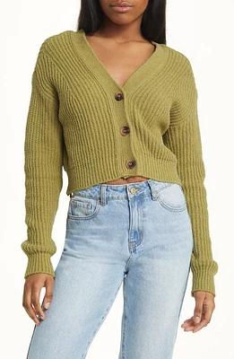 BP. Rib Crop Cotton Blend Cardigan at Nordstrom,