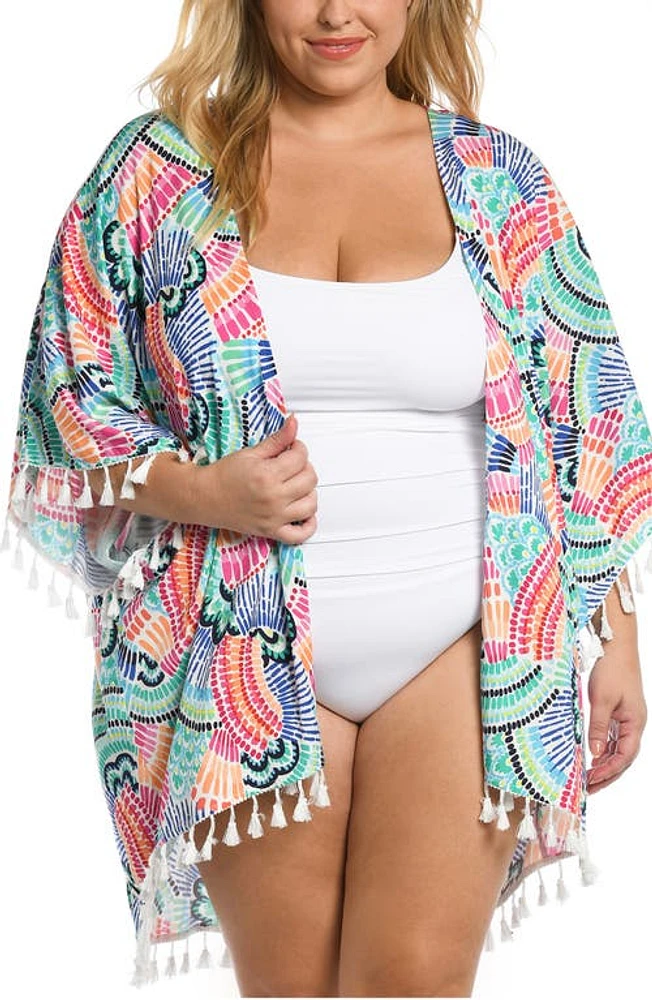 La Blanca Waves Tassel Trim Cover-Up in Multi at Nordstrom