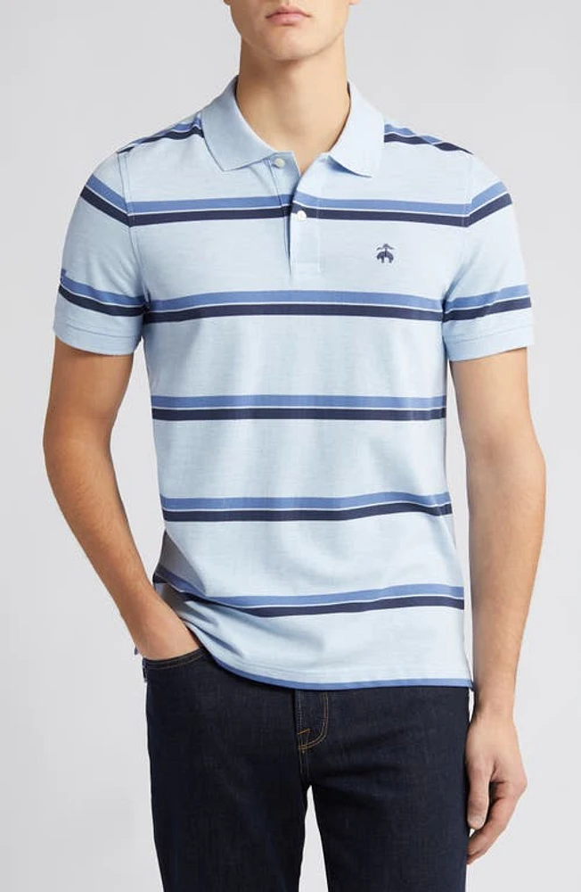 Brooks Brothers Stripe Stretch Supima Cotton Polo Blue Multi at Nordstrom,