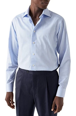 Eton Contemporary Fit Stripe Cotton Dress Shirt Blue at Nordstrom,