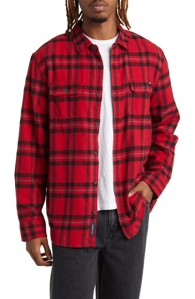 Vans Westminster Plaid Flannel Button-Up Shirt in Chili Pepper-Black at Nordstrom, Size Small