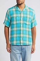 Corridor Wildcard Plaid Short Sleeve Button-Up Shirt Blue at Nordstrom,