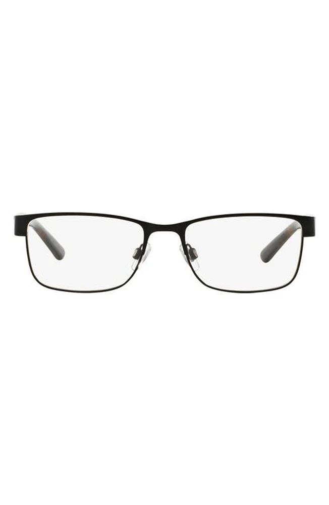 Polo Ralph Lauren 57mm Rectangular Optical Glasses in Matte Black at Nordstrom